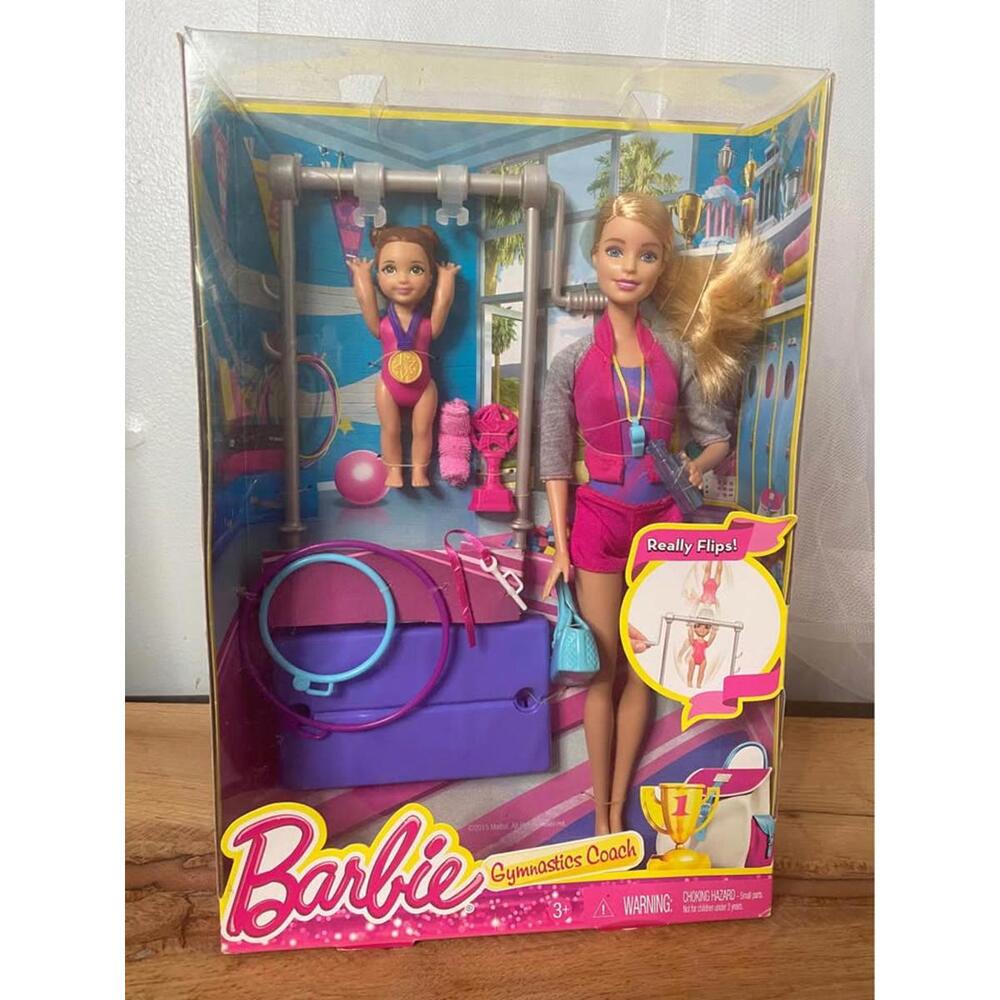 Rare Find— 2015 Barbie Gymnastics Coach Playset No. DKJ21